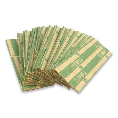 Controltek 560044 Flat Tubular Coin Wrap, Dimes, $5.00, Green, 1,000/Box - Box of 1000