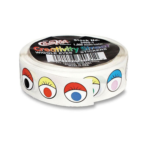 Creativity Street 340301 Wiggle Eyes Stickers, 1000/RL, Assorted PAC340301