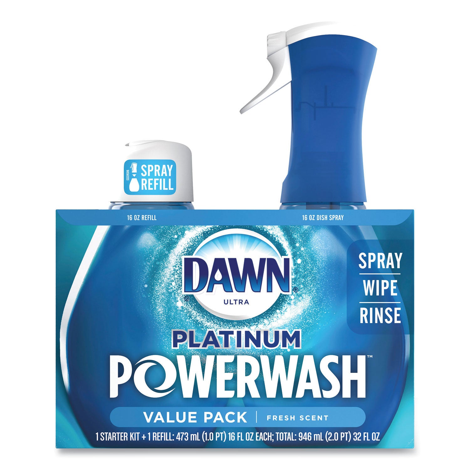 Dawn 31836 Platinum Powerwash Dish Spray, Fresh, 16 oz Spray Bottle, 2/Pack, 3 Packs/Carton - Case of 6 PGC31836