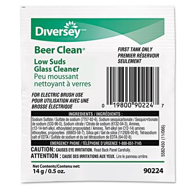 Diversey 990224 Beer Clean Glass Cleaner, Powder, .5oz Packet, 100/Carton - Carton of 100