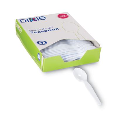 Dixie TH207 Plastic Cutlery, Heavyweight Teaspoons, White, 100/Box - Box of 100