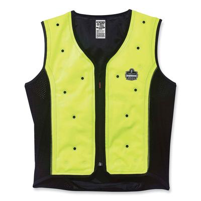 Ergodyne 12674 Chill-Its 6685 Premium Dry Evaporative Cooling Vest with Zipper, Nylon, Large, Lime, Ships in 1-3 Business Days