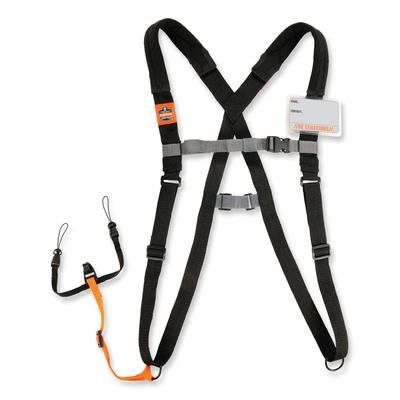 Ergodyne 19189 Squids 3138 Padded Barcode Scanner Lanyard Harness, 33" Arm Straps,18.5" Lanyard,Black/Orange/Gray,Ships in 1-3 Business Days