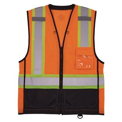 Ergodyne 23043 GloWear 8251HDZ Class 2 Two-Tone Hi-Vis Safety Vest, Small to Medium, Orange, Ships in 1-3 Business Days EGO23043