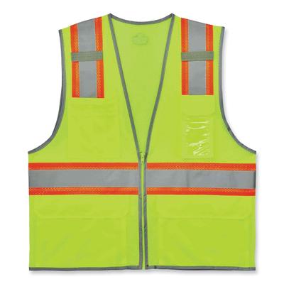 Ergodyne 24143 GloWear 8246Z Class 2 Two-Tone Mesh Reflective Binding Zipper Vest, Polyester, Small/Medium, Lime, Ships in 1-3 Business Days EGO24143