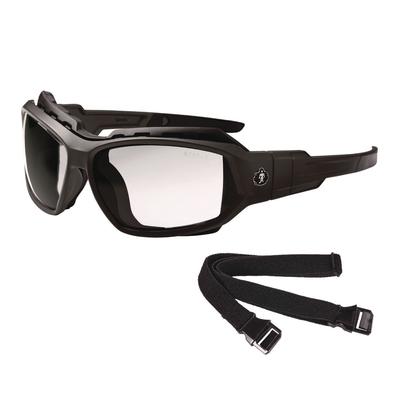 Ergodyne 56005 Skullerz LOKI Anti-Scratch/Anti-Fog Convert Safety Spoggles,Strap, Matte Black Frame, Clear Poly Lens, Ships in 1-3 Bus Days