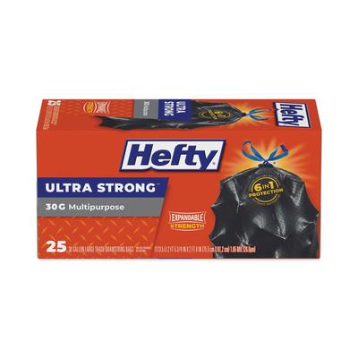 Hefty E80627 Ultra Flex Waste Bags, 30 gal, 1.05 mil, 6" x 2.1", Black, 150/Carton - Case of 150 RFPE80627