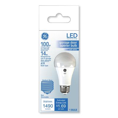 GE 93116005 LED Soft White A19 Garage Door Opener Bulb, 14 W