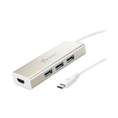 J5 Create JCH451 USB-C 3-Port Hub and 4K HDMI, Silver