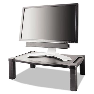 Kantek MS500 Wide Two-Level Stand, Height-Adjustable, 20 x 13 1/4, Black