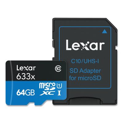 Lexar MI64GBBNL633 microSDXC Memory Card, UHS-I U1 Class 10, 64 GB