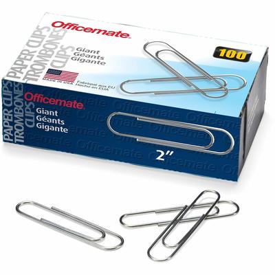 Officemate 99914 Gem Clips, Giant, Standard, .045 Gauge, Silver - Box of 100