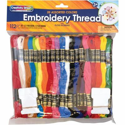 Pacon 6477 Embroidery Thread, 12 Floss Bobbins, 100/Pk, Assorted - Pack of 100
