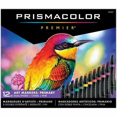 Prismacolor 3620HT Premier Fine Art Markers, Fine Marker Point, Chisel Marker Point Style, Primary Alcohol Based Ink, 12/Box - Box of 12 SAN3620HT