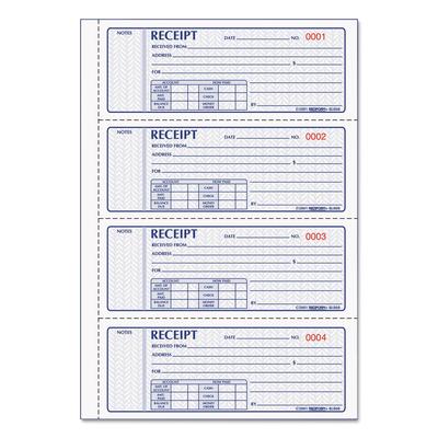 Rediform 8L808R Money Receipt Book, FormGuard Cover, Three-Part Carbonless, 7 x 2.75, 4 Forms/Sheet, 100 Forms Total