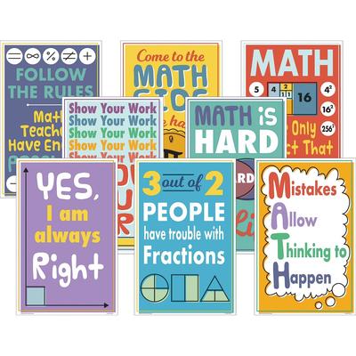 Teacher Created Resources P176 Math Fun Posters - 11" x 17", - Multi - Pack of 8