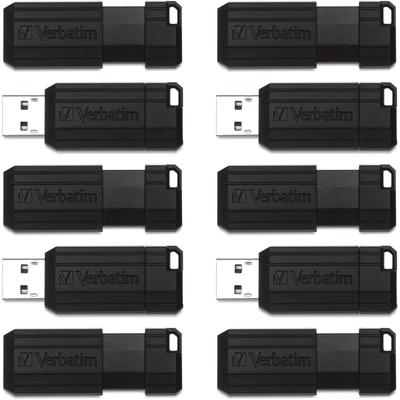Verbatim 70062 USB 2.0 Drive, Push-Pull Slide, 32GB, 10/PK, Black - Pack of 10