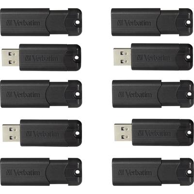 Verbatim 70902 PinStripe 32GB USB 3.0 Flash Drive - 32 GB - USB 3.0 - Black - Pack of 10