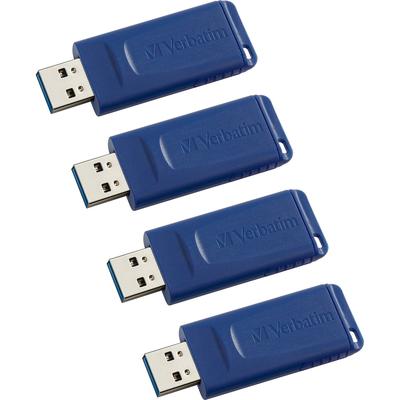 Verbatim 97275CT USB Flash Drive, Capless, 16GB, 4/CT, Blue - Case of 4