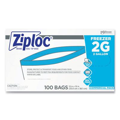 Ziploc® 682254 Double Zipper Freezer Bags, 2 gal, 2.7 mil, 13