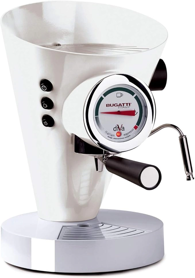BUGATTI – Diva Espresso – Kaffeemaschine, Farbe Weiß – einfarbige Oberfläche, 0,8 l