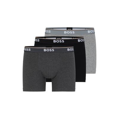 Langer Boxer BOSS "Brief 3 PACK", Herren, Gr. XXL (56), schwarz (schwarz061), Jersey, Obermaterial: 95% Baumwolle, 5% Elasthan, unifarben, Unterhosen, mit farblich passendem Webbund Image