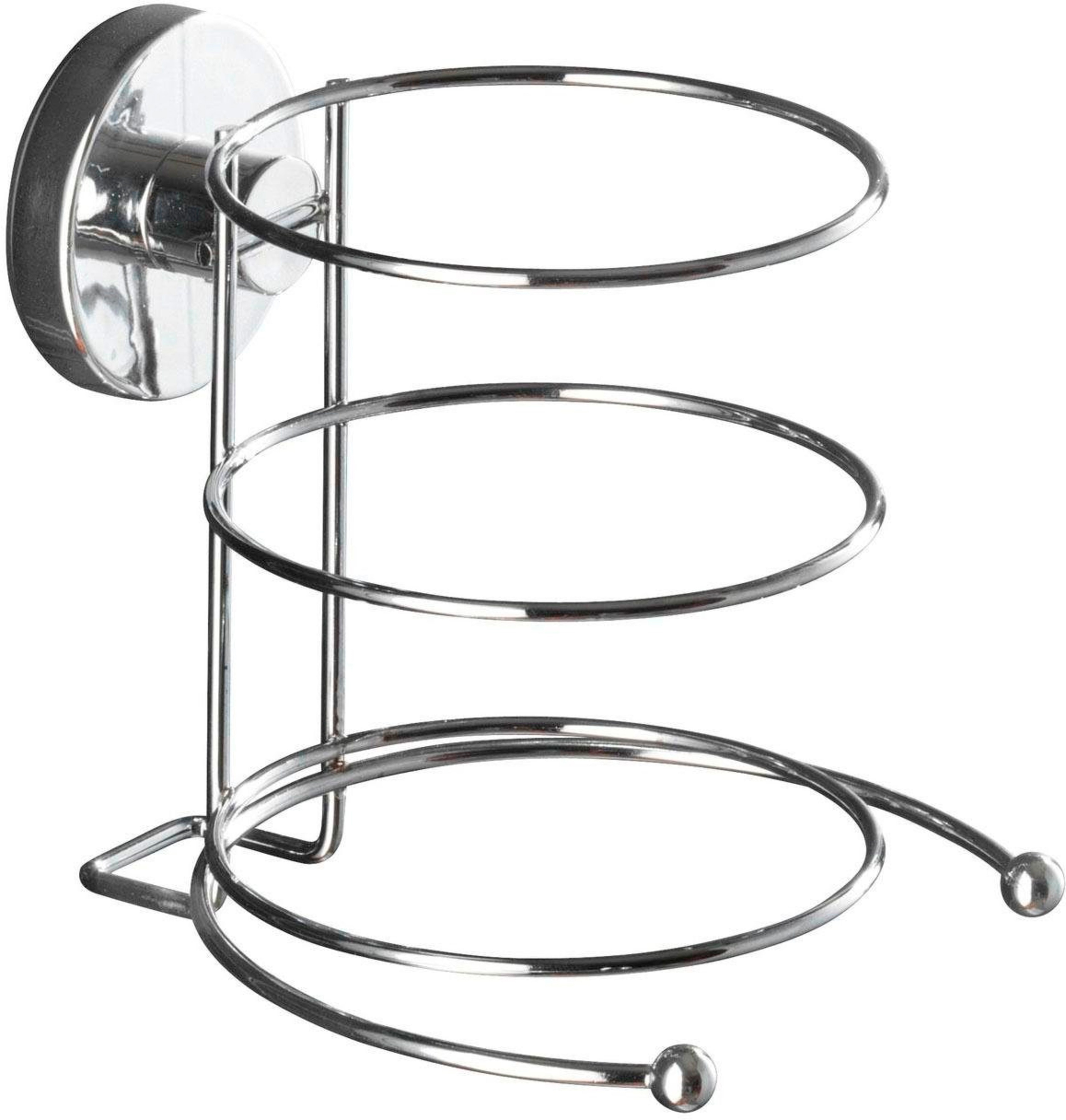 Haartrocknerhalter WENKO, grau (chromfarben), B:13,5cm H:13,5cm T:13cm, Stahl, Gerätehalterungen, Vacuum-Loc Befestigung ohne bohren