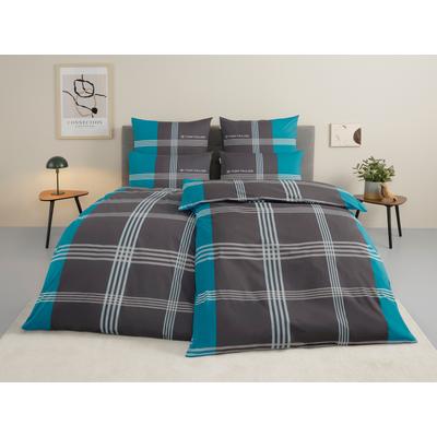Bettwäsche TOM TAILOR HOME "Ole", blau (türkis), B/L: 135cm x 200cm, , Biber, B/L: 80cm x 40cm, Biber, Obermaterial: 100% Baumwolle, Bettwäsche, karierte Bettwäsche aus Baumwolle, mit Reißverschluss Image