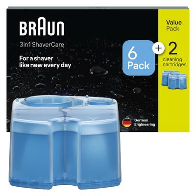 Elektrorasierer Reinigungslösung BRAUN "3-in-1 ShaverCare Reinigungskartuschen" Reinigungsmittel Gr. 8 St., bunt (eh19 s + s) reinigt 10x besser als Wasser, mit Zitrusduft