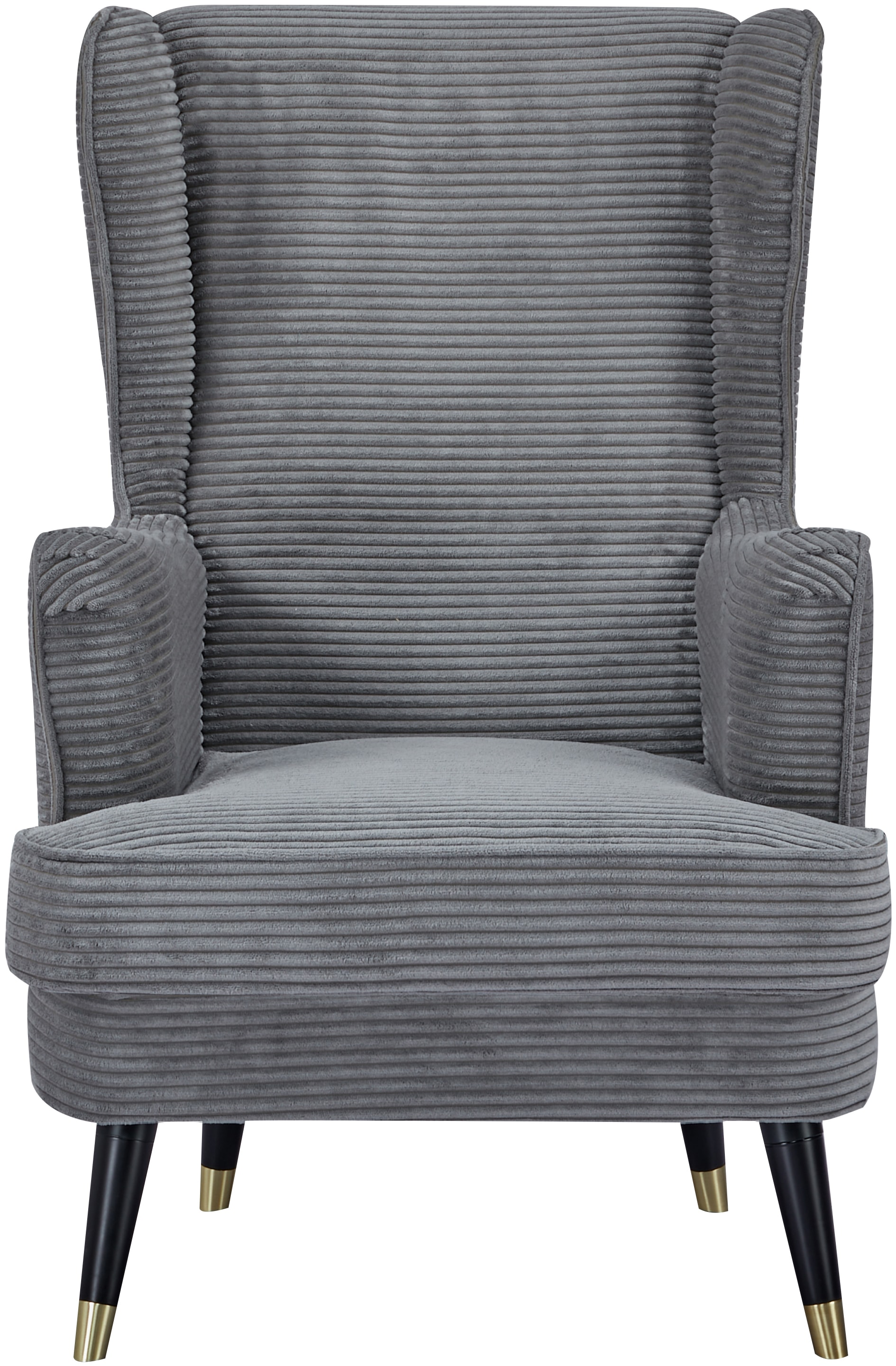 Ohrensessel HOME AFFAIRE "ZILLER, TV-Sessel, frei im Raum stellbar, in Cord und Samtvelours", grau, B:70cm H:105cm T:91cm, Holzgestell, Schaum-Polsterung, Holzbeine und pflegeleichter Bezug, Sessel, Ohrensessel, Holzfüsse mit dekorativen...