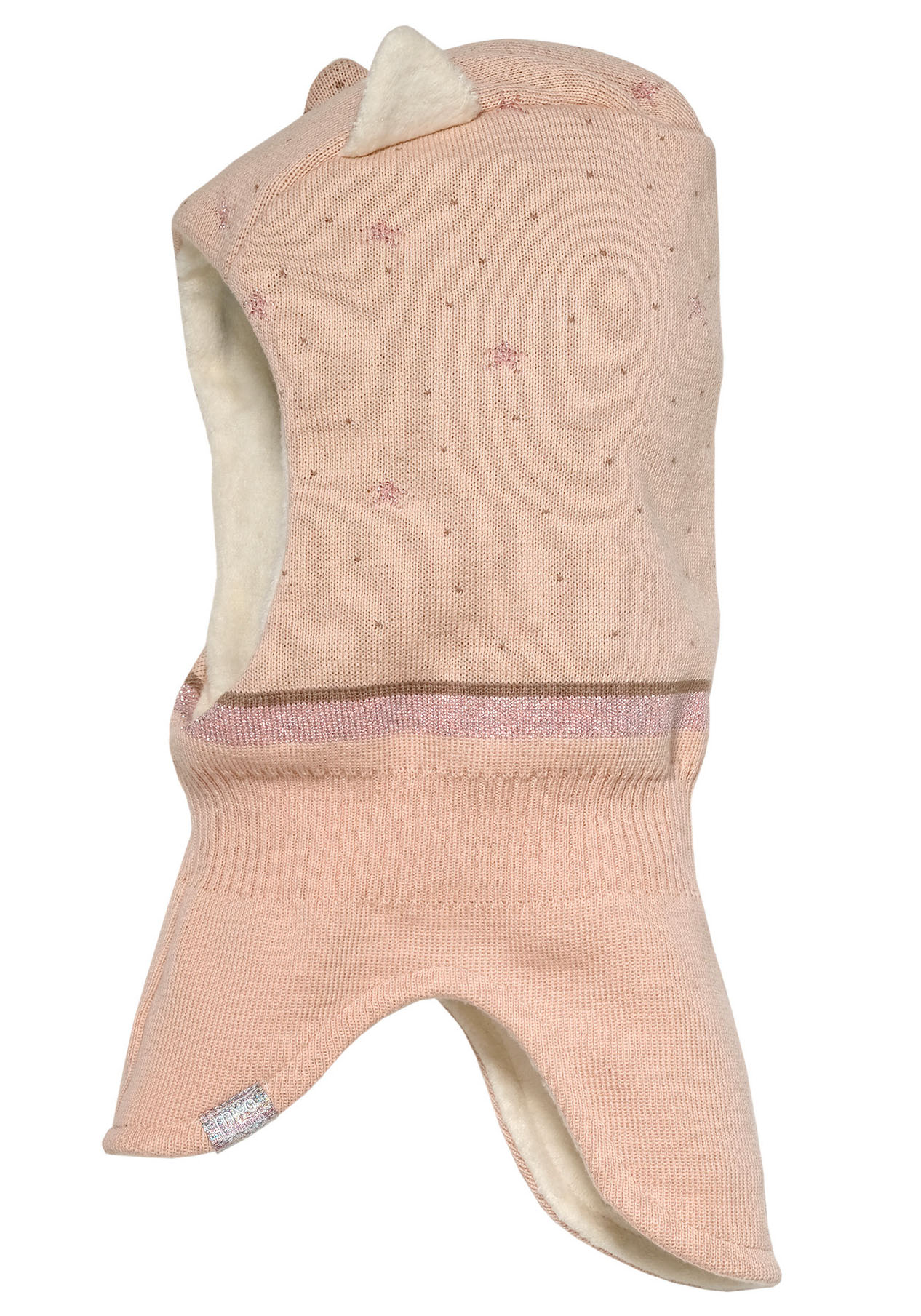 Schlupfmütze MAXIMO, Baby, Gr. 51, beige, Feinstrick, Baumwolle, gemustert, Mützen, im Katzen-Design Image