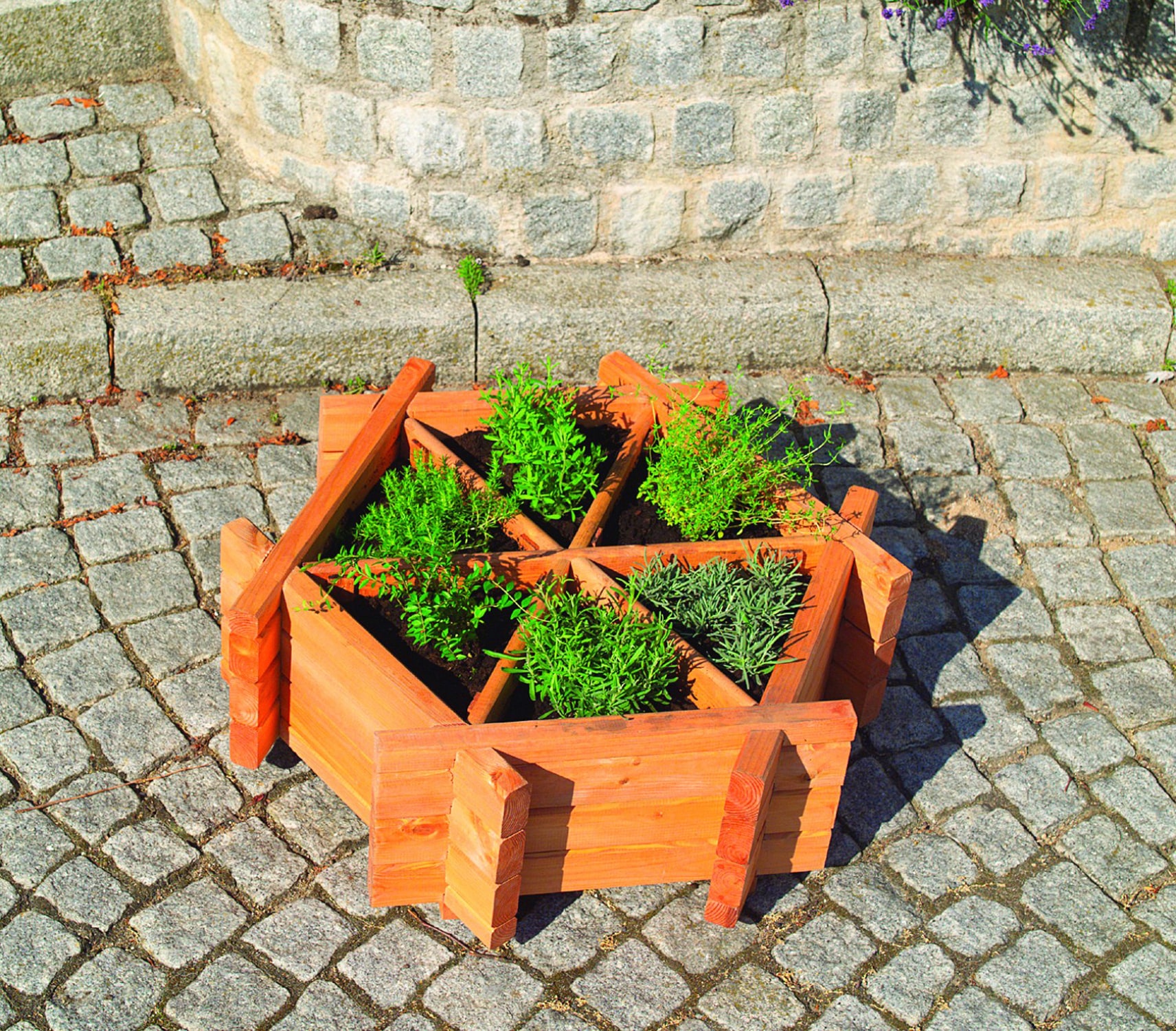 Kräuterbeet PROMADINO, braun (honigbraun), B:76cm H:27cm T:72cm, Holzwerkstoff, Pflanzgefäße, BxTxH: 76x72x27 cm Image