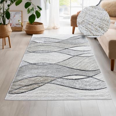 Teppich MY HOME "Esmea" Gr. 6, bunt (beige, grau), B:200cm H:9mm L:300cm, Kunstfaser, Teppiche, modernes Wellen Muster, pflegeleicht, Wohnzimmer, Schlafzimmer Image