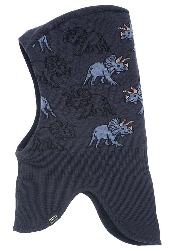 Schlupfmütze MAXIMO, Baby, Gr. 49, blau, Strick, Baumwolle, gemustert, casual, Mützen, im Dino-Design Image