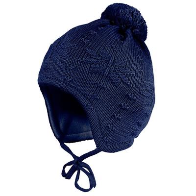 Strickmütze MAXIMO, Baby, Gr. 51, blau (marine), Obermaterial: 100% Baumwolle. Futter: 85% Baumwolle, 15% Polyamid, casual, Mützen, mit Norwegerstern, Pompon und Bindeband Image