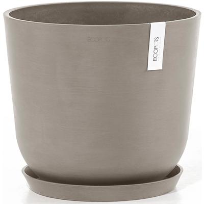 Blumentopf ECOPOTS "Oslo 35 Taupe", grau (taupe), B:35cm H:30,5cm T:35cm Ø:32,9cm, Kunststoff, Pflanzgefäße, für innen und außen: frostsicher, bruchsicher und lichtbeständig