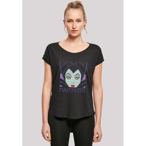 T-Shirt F4NT4STIC ""Long Cut Disney Maleficent Cropped Head"" Gr. L, schwarz Damen Shirts Damen,Premium Merch,Lang,Longshirt,Bedruckt