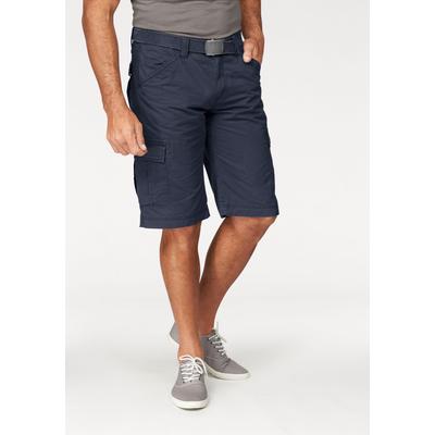 Cargobermudas MAN'S WORLD, Herren, Gr. 46, N-Gr, blau (marine), Obermaterial: 100% Baumwolle, unifarben, casual, normal knieumspielend, Hosen, auch in Großen Größen, Topseller