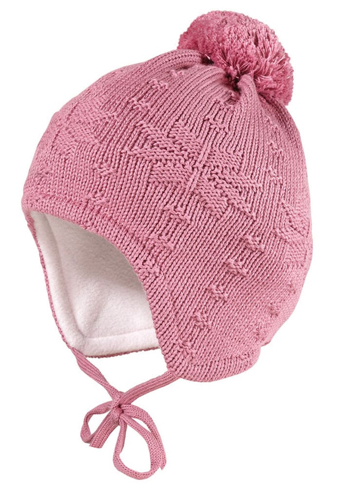 Strickmütze MAXIMO, Baby, Gr. 47, rosa (altrosa), Obermaterial: 100% Baumwolle. Futter: 85% Baumwolle, 15% Polyamid, Mützen, mit Norwegerstern, Pompon und Bindeband Image