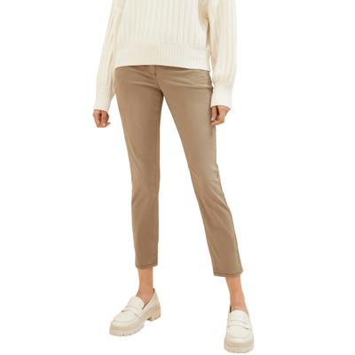 7/8-Hose TOM TAILOR, Damen, Gr. 34, Länge 28, braun (schwarz sepia), Web, Obermaterial: 92% Baumwolle, 5% Polyester, 3% Elasthan. Futter: 100% Baumwolle, casual, 7/8-Länge, Hosen, mit Bindeband am Bündchen Image