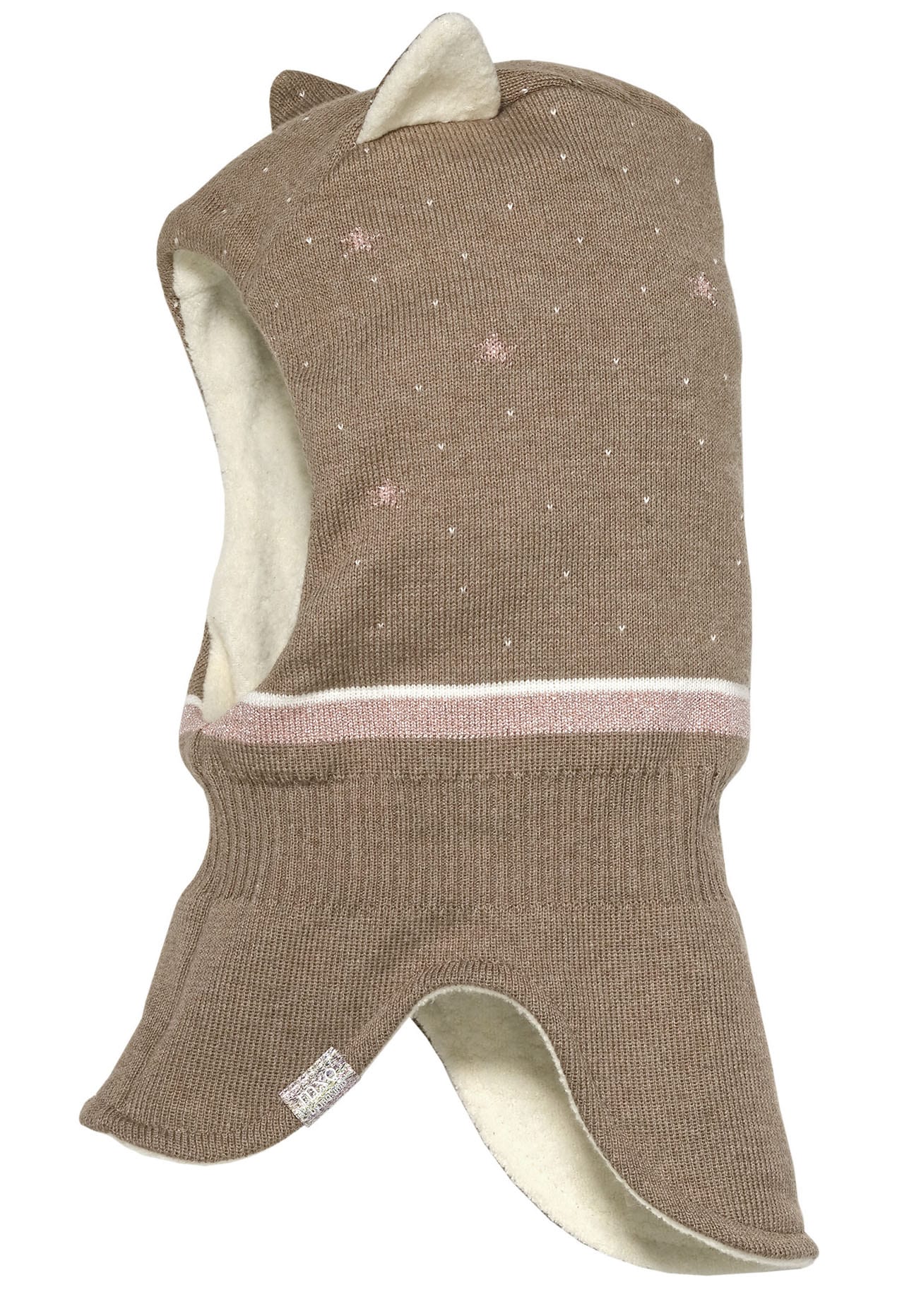 Schlupfmütze MAXIMO, Baby, Gr. 51, braun, Feinstrick, Baumwolle, gemustert, Casual, Mützen, im Katzen-Design Image