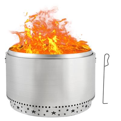 32 Inch Portable Smokeless Fire Pit with Removable Stand and Handle