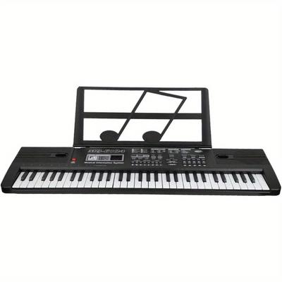 TEMU 61 Full Size Touch Keys Piano Keyboard, Portable Electronic Music Keyboard With Microphone, Music Sheet Stand & Power Supply For Beginner