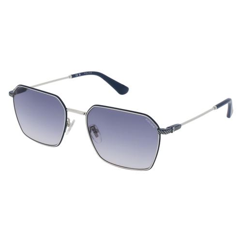 Police SPLL84 Herren-Sonnenbrille Vollrand Eckig Acetat-Gestell, silber