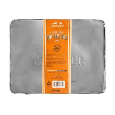 Traeger Pellet Grills - 5 Pack Drip Tray Liners - Scout & Ranger Grill - Silver 13.25in L x 10.25in W