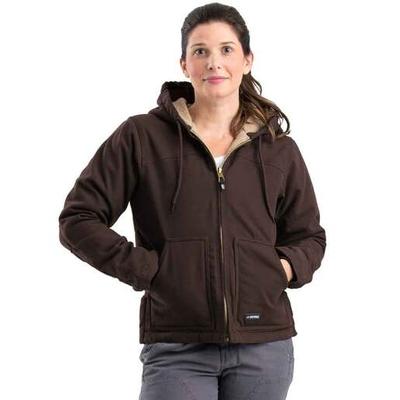 Berne Women's Sherpa-Lined Duck Work Jacket - Dark Brown L Tall