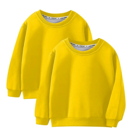 mgdxox Kids Boys Girls Crewneck Sweatshirt Long Sleeve Cotton Shirts Casual Solid Color Pullover Tops 2024 Fall Clothes Yellow 7 Years