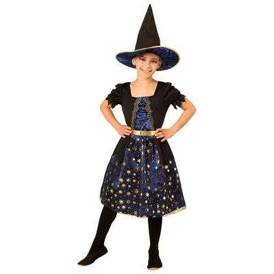 Kinder-Kleid Zauberin, dunkelblau/schwarz/gold Image
