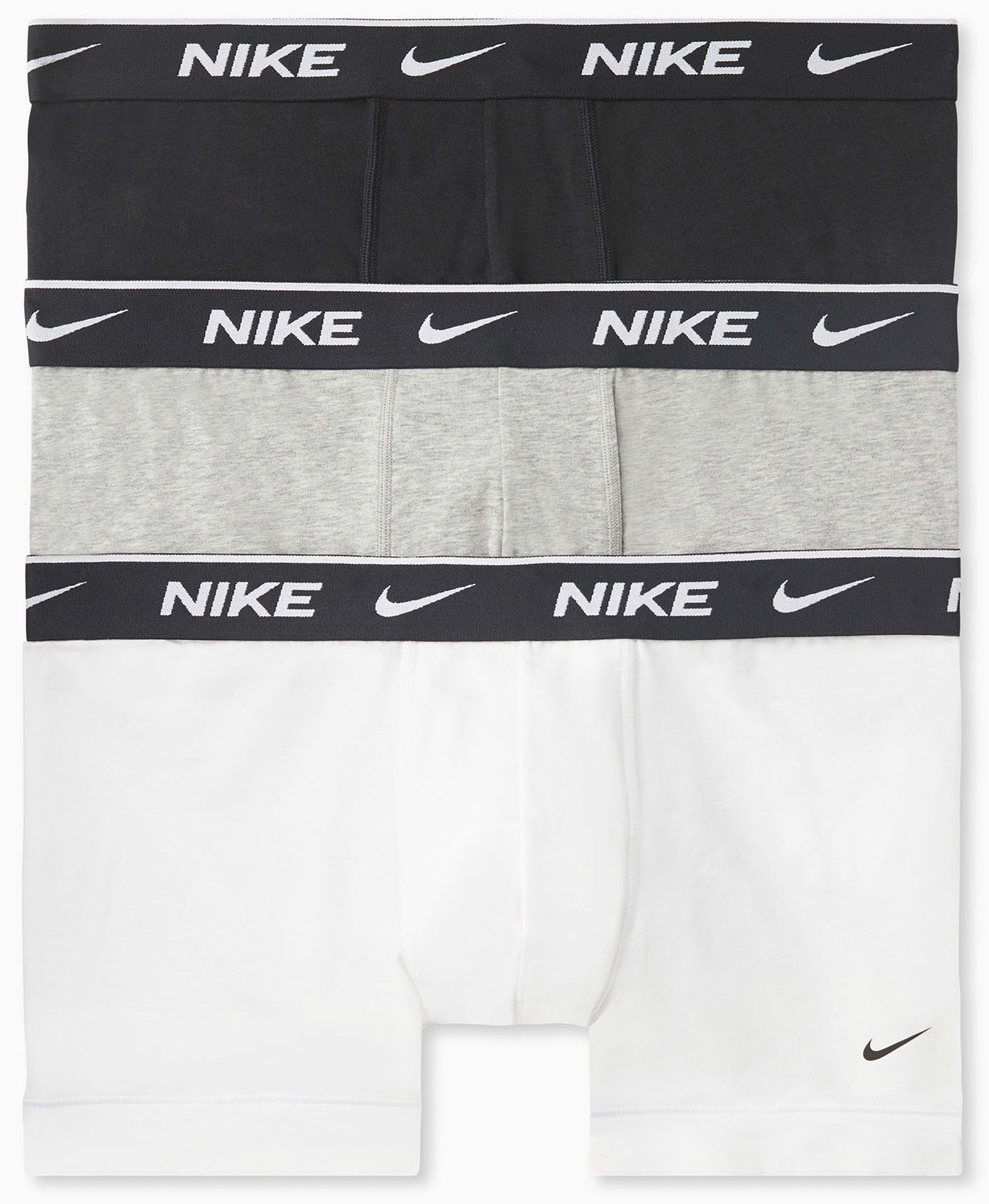 Trunk NIKE UNDERWEAR "TRUNK 3PK", Herren, Gr. M/48, schwarz-weiß (weiß, grau heather, schwarz), Jersey, Obermaterial: 95% Baumwolle, 5% Elasthan, kontrastfarbene Details, unifarben, körpernah, Unterhosen, mit Logo-Elastikbund Image