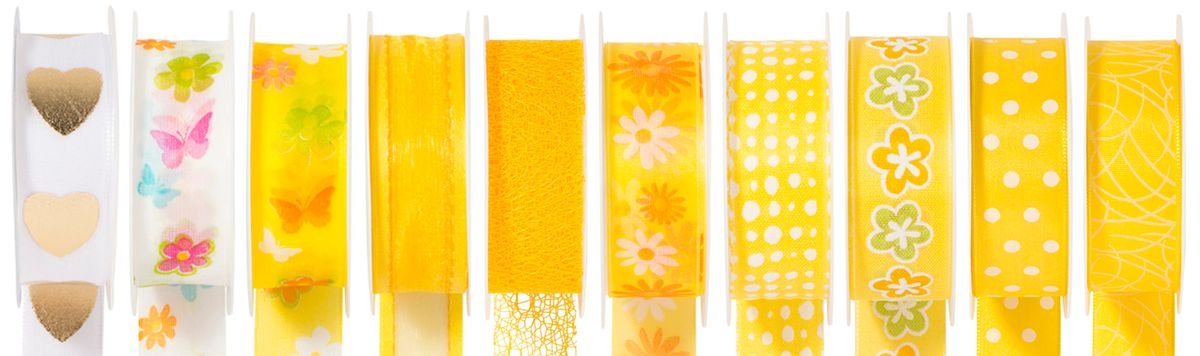 10x Geschenkband 25 mm x 2 m Woc Yellow gelb Image
